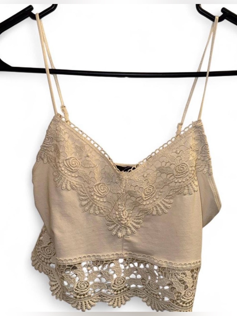 Topshop Beige Lace Trim Cami Tank